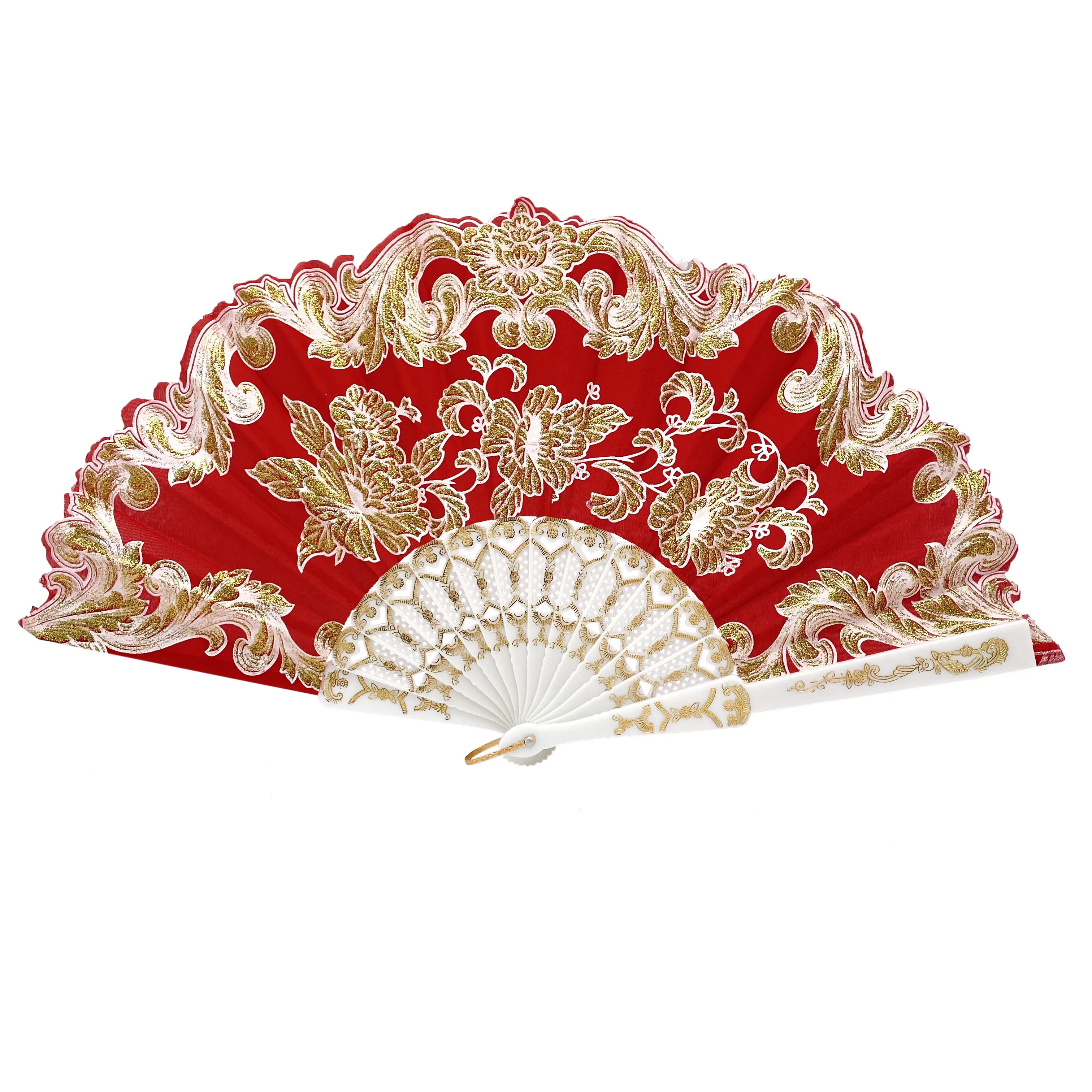 

12 шт./разное красное и золотое блестящее цветочное узоры в испанском стиле для лета, складной веер для декора свадебной вечеринки/танца рук Fa