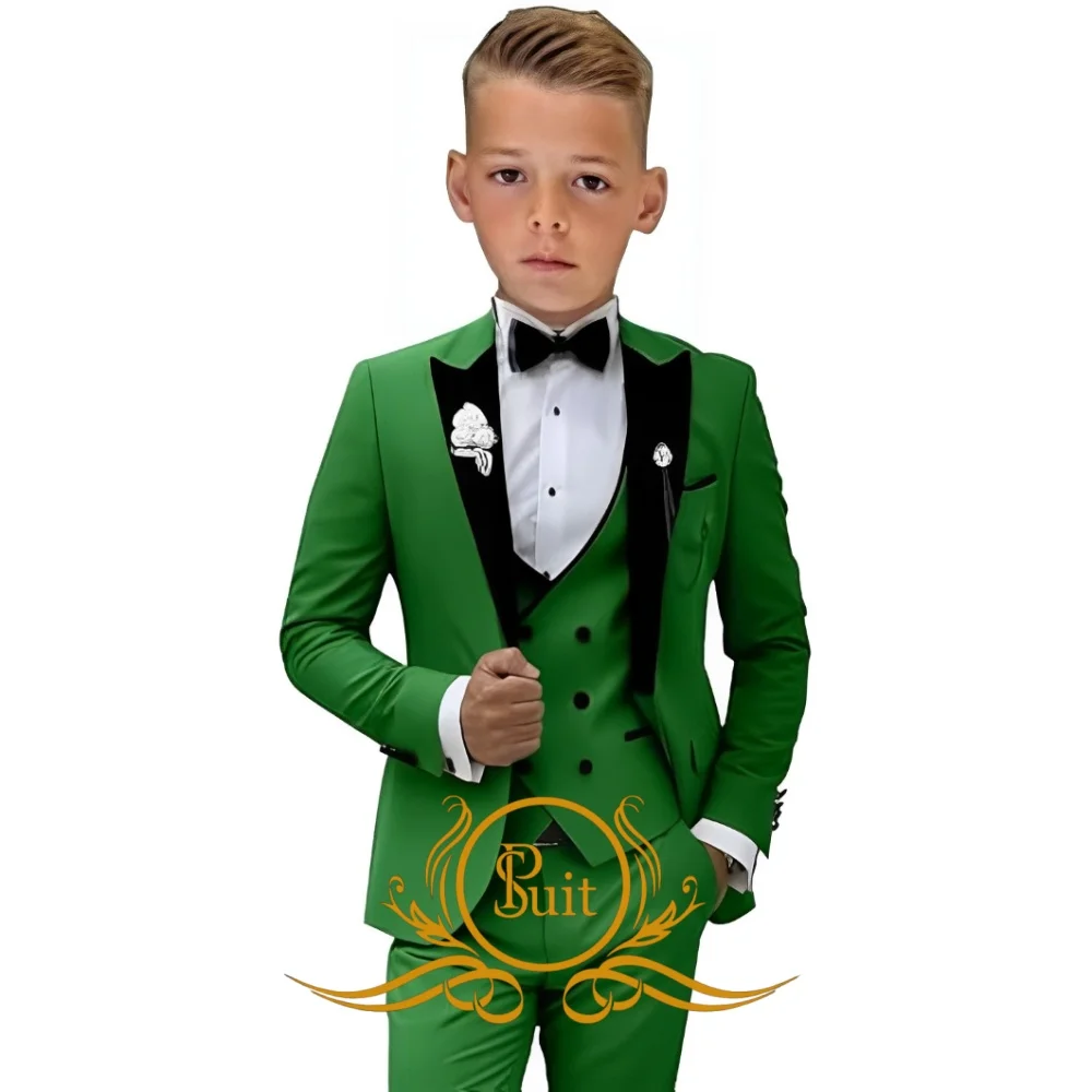 Smoking formel 3 pièces pour garçons, ensemble blazer slim fit pour enfants, pantalon émaillé pour fête de mariage, vêtements de performance