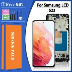 AAA+Quality S23 Display For Samsung S23 5G LCD No Defects S911 S911B S911U Display Touch Screen Assembly Free back cover + Frame