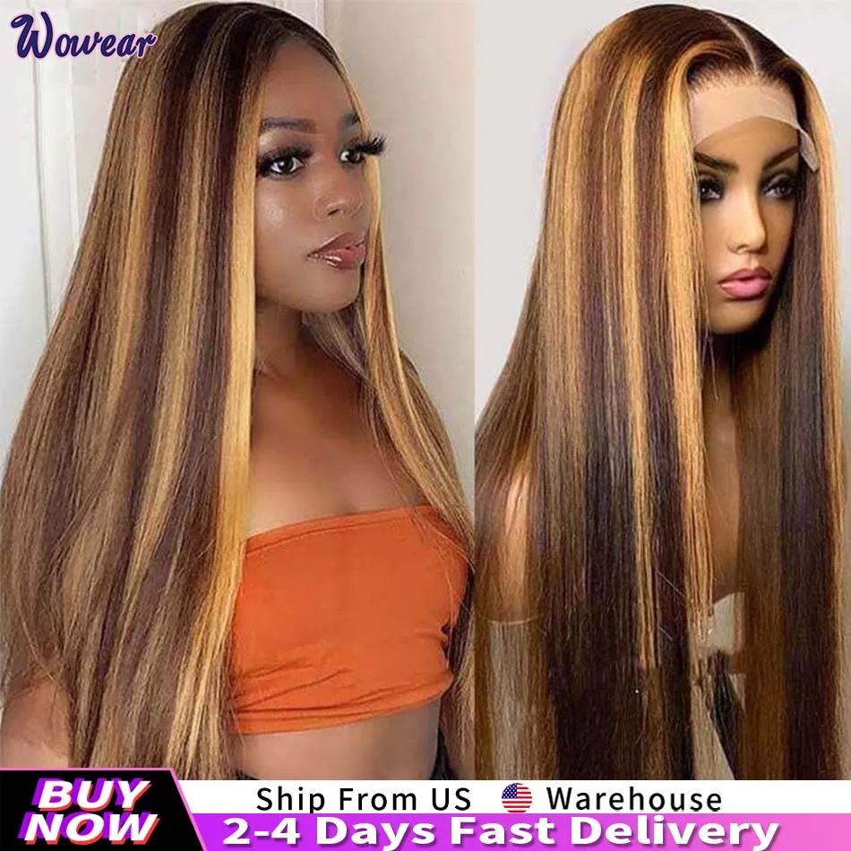 Highlight 13x6 Lace Frontal Wig Human Hair 13x4 Straight Lace Wigs 100% Human Hair 200 Density Brazilian Hair Wig Pre Plucked