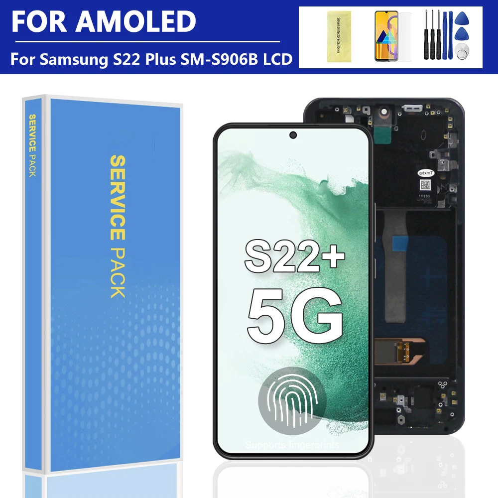 6.6\'\' For AMOLED For Samsung S22 Plus 5G LCD Display Digital Touch Screen For Samsung S22 Plus 5G LCD G906 SM-S906B