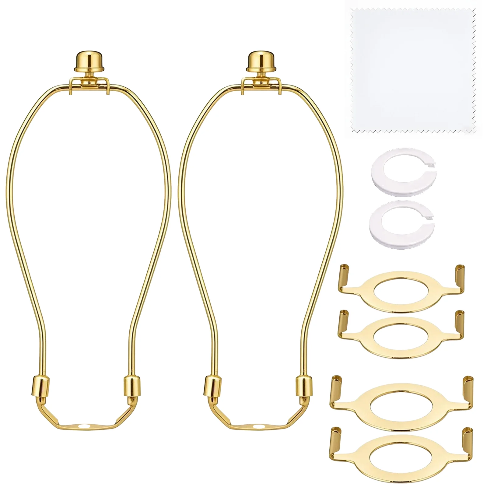 Lamp Shade Harp Holder-and 3/8 inch Standard Saddle E14 E26 E27 Light Base UNO Fitter Adapter Converter Finial Set Parts Bracket