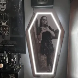 Coffin Mirror Neon Sign Goth Lover Gift Gothic Decor Goth Room Decor Dark Art Decor Coffin Makeup Mirror Halloween Party Decor