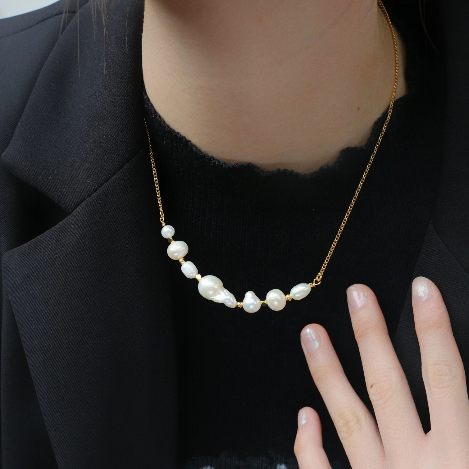 YAJUNIEL 24K Real Gold Plated Natural Baroque Freshwater Pearl Necklace for Women Hypoallergenic Elegant Jewelry Gifts