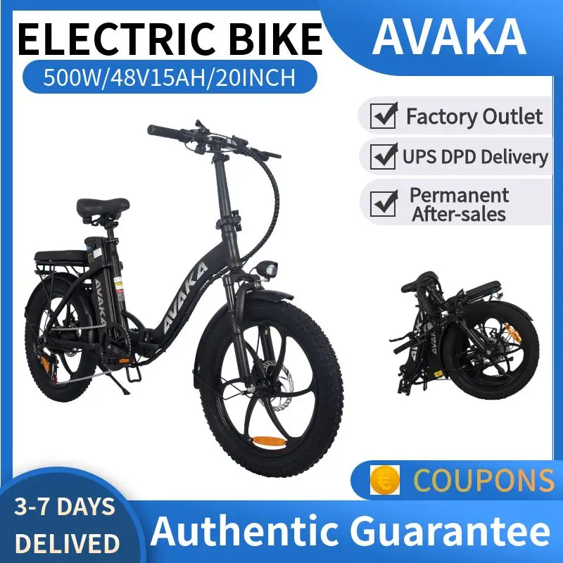 AVAKA BZ20PLUS Electric Bike Foldable 500W Brushless Motor 18.2Ah Battery 100km Max Range 32km/h Max Speed