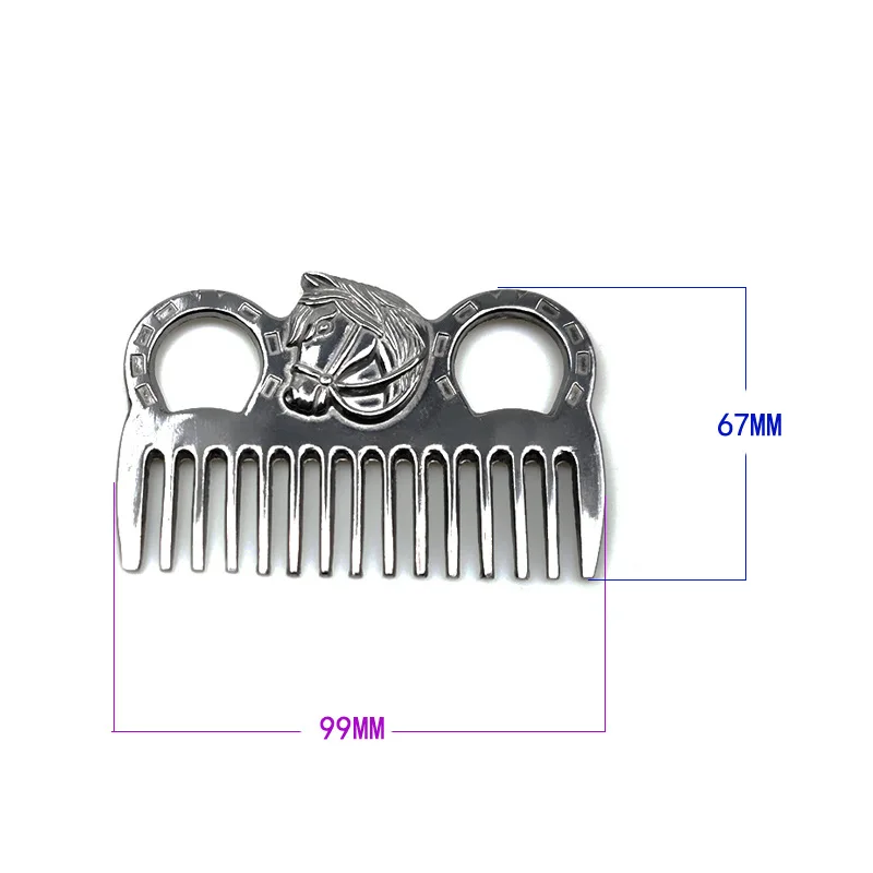 مشط رأس الحصان من الألومنيوم، فرشاة معدنية للعناية بالحيوانات الأليفة مع لمسة نهائية مصقولة، أداة لفك تشابك ذيل الفروسية المتينة للخيول #3