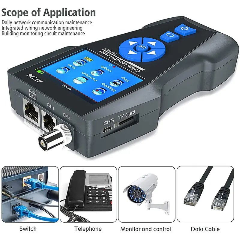 NOYAFA penguji kabel jaringan NF-8601S multifungsi, panjang TDR dengan PoE/PING/Port Lan perangkat pemeriksaan jaringan