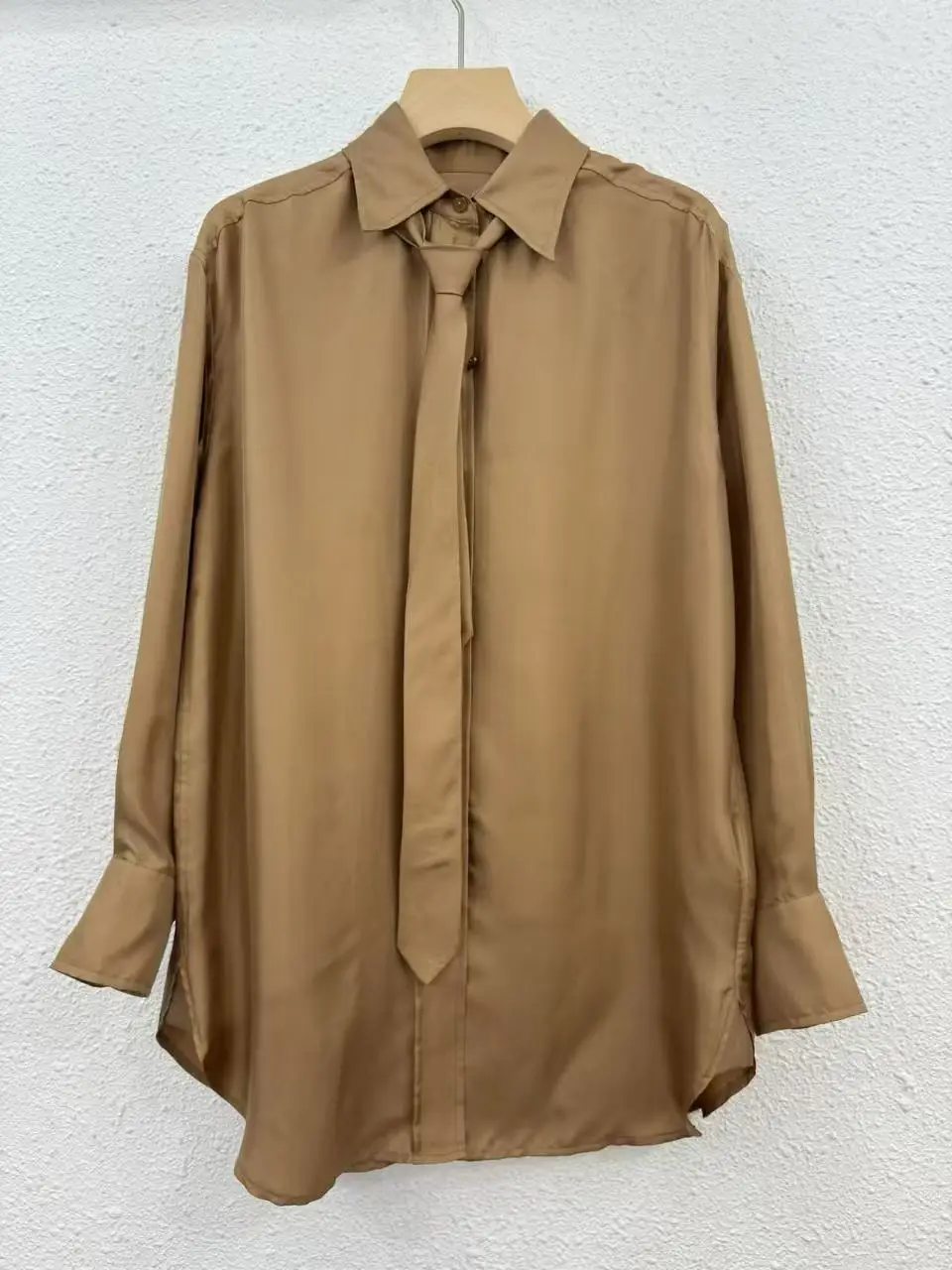 

100% натуральный шелк, женские новые весенне-осенние однобортные рубашки, однотонные винтажные милые высококачественные шикарные богемные офисные женские топы