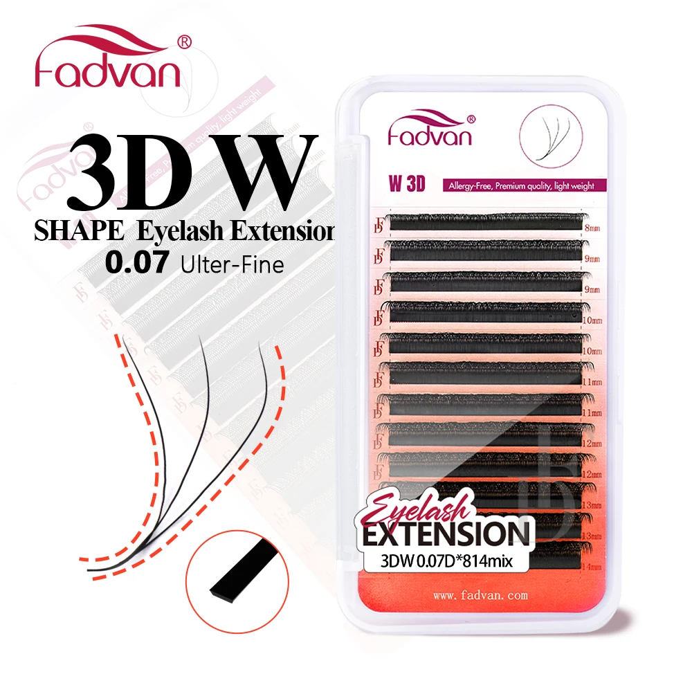FADVAN 3D W Lashes 0,07 C/D/L/M Vorgefertigte Wimpernverlängerungen Natürliche weiche schwarze/braune Wimpern Faux Nerz Einzelwimpern