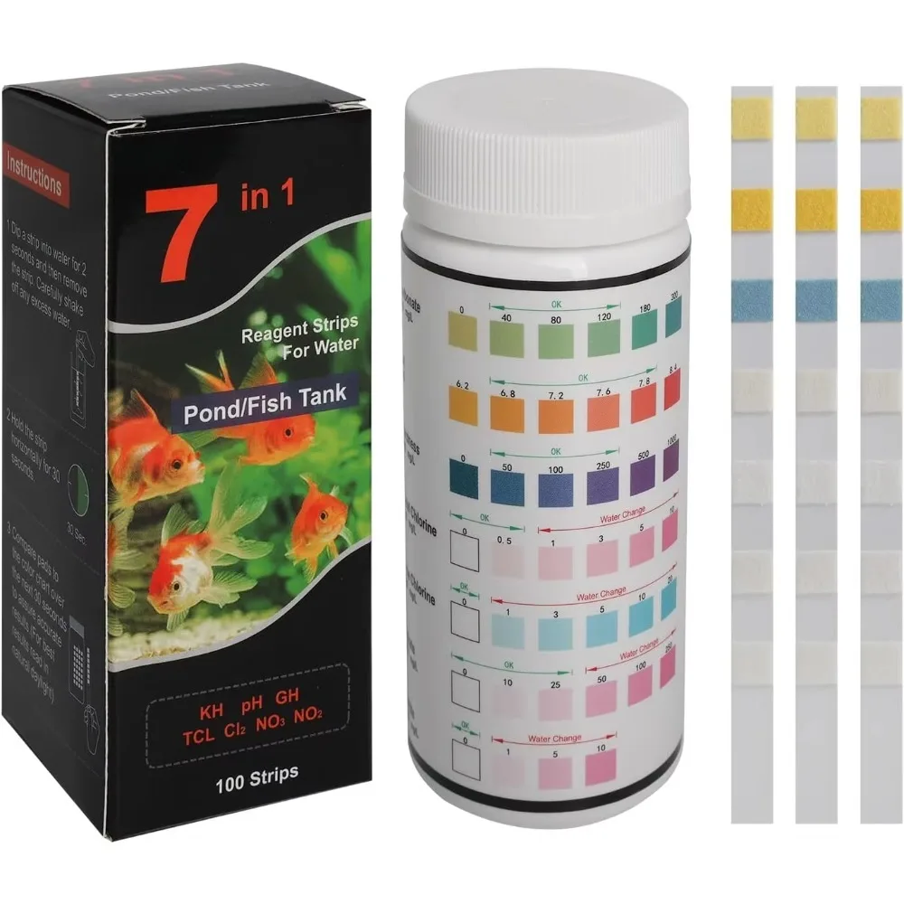 Aquarium Teststreifen 7in1/16in1 Wasserqualität Aquarium Teststreifen Kit Süßwasser Salzwasser Aquarium Wasser pH Teststreifen 100 Stück