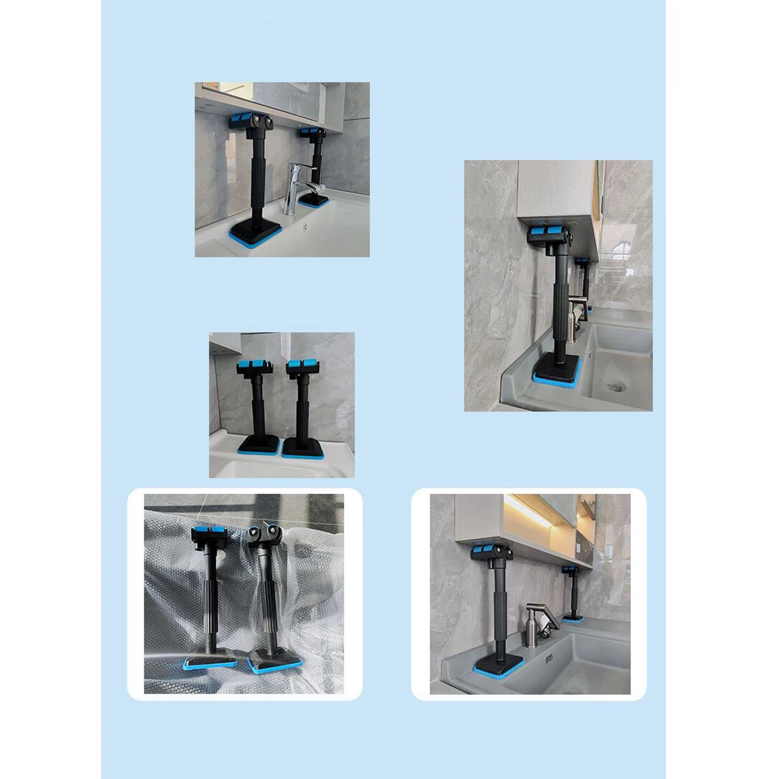 Porta dell'armadio da bagno installare telaio di supporto installazione per la lavorazione del legno strumenti di supporto di sollevamento regolabili per mobile da bagno