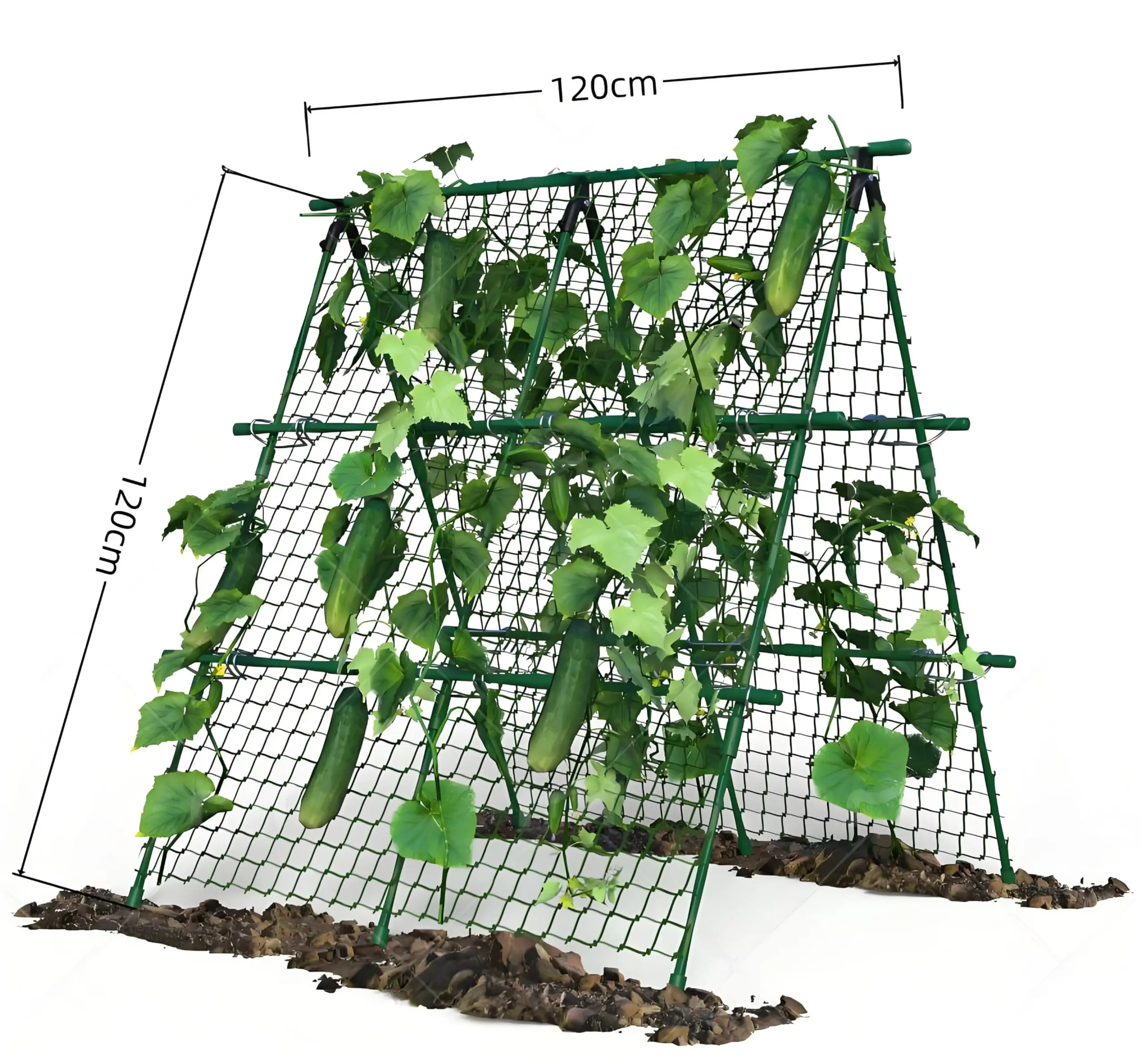 4ft x 4ft Green Metal A-Frame Garden Trellis for Climbing Plants  Support for Cucumbers, Tomatoes, Peas, Beans, and Vines, Includes Netting, Fits Raised Beds