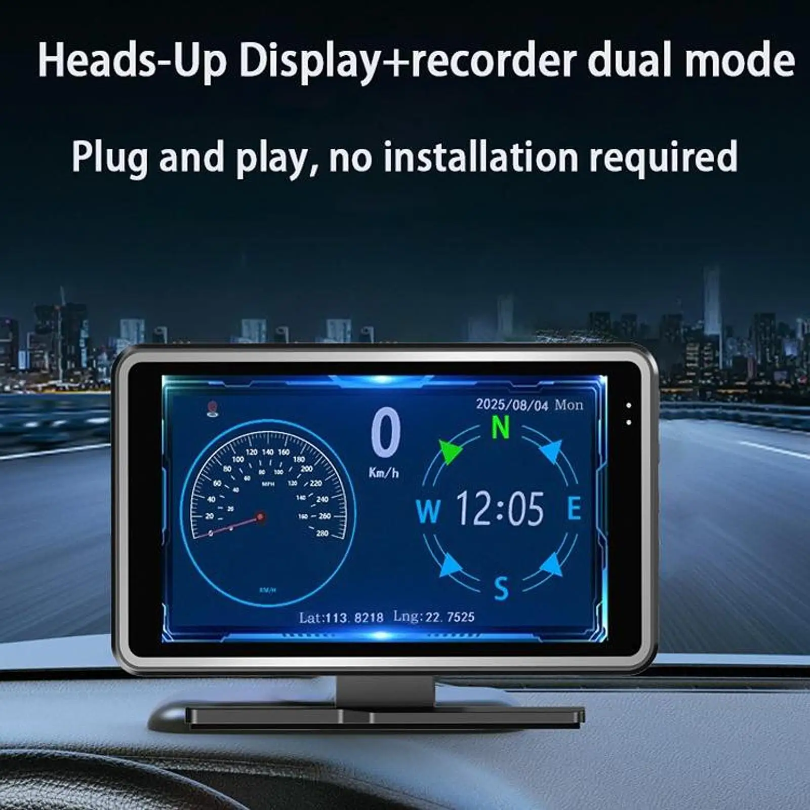 Dual Display Car Head up Digital Speedometer Dash Cam with Night View Real Time Monitoring for Automobiles Vehicle Safety