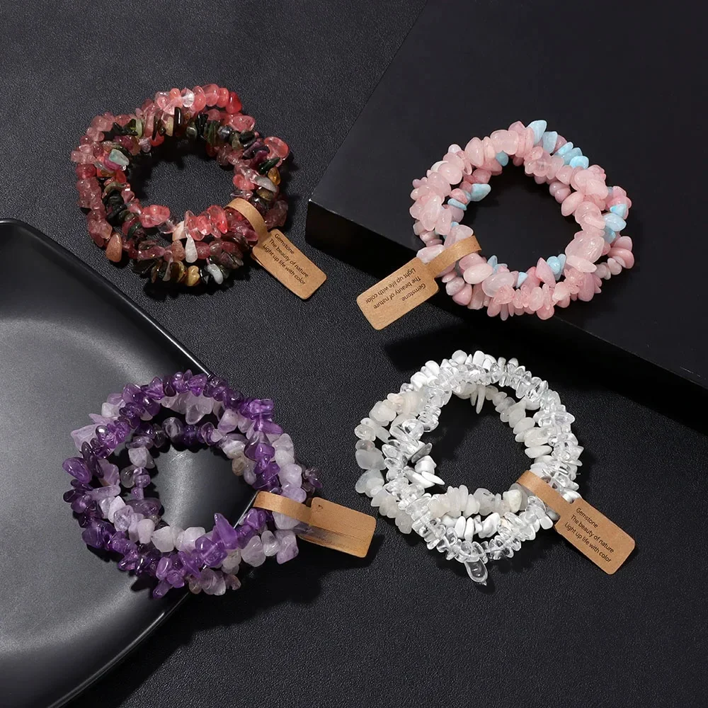 AliExpress vinswet Irregular Natural Stone Bracelet Crystal Quartz Amethysts Tiger Eye Chips Gravel Beads Bracelets for Women Men Healing Jewelry