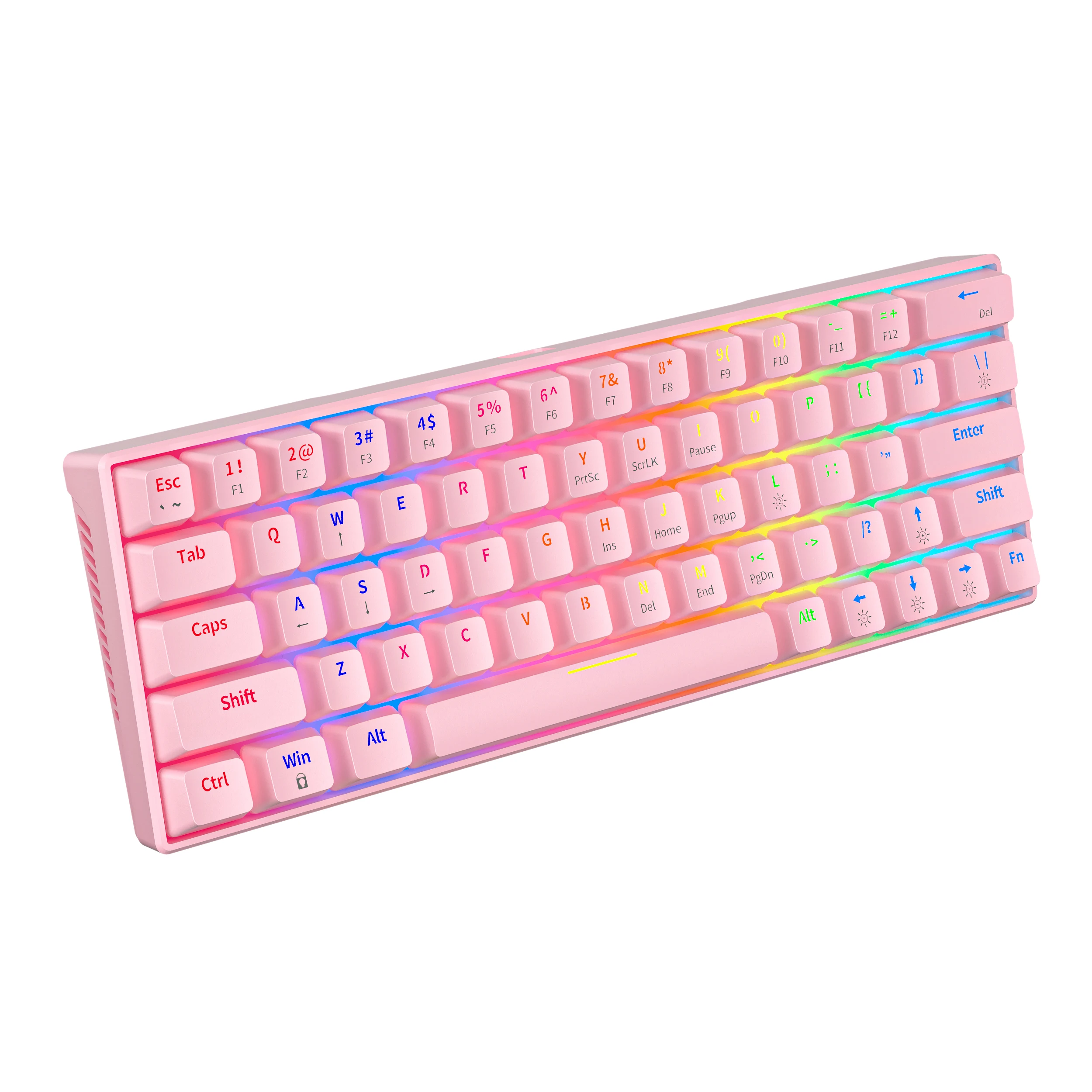 Zifriendk A6406 Mechanical Keyboard with Dynamic Rgb Light Support, Full Key No Punch, Suitable for Playing Games, Convenient an