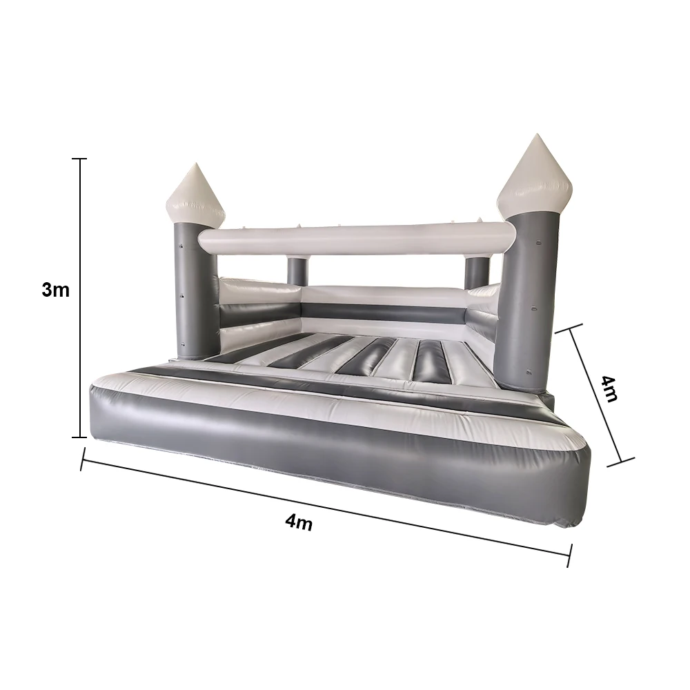 15x15x10ft Large  Inflatable Bouncy Castle PVC Grey White  Jumping Castle House With Blower For Kids Family Backyard Party