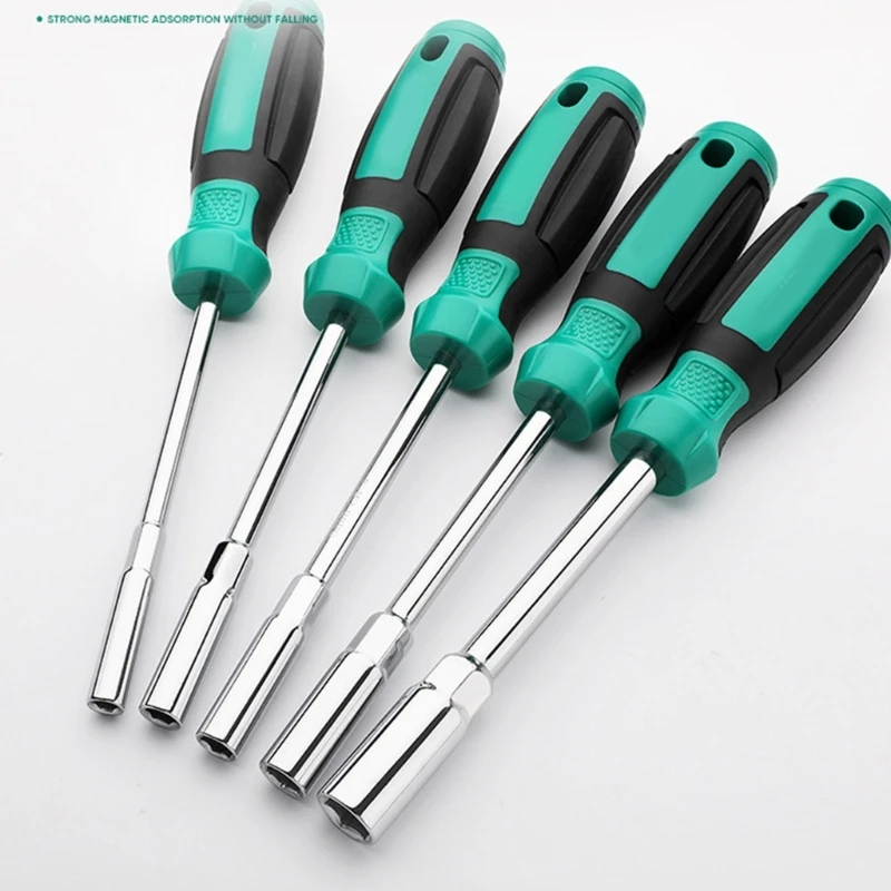 Hexagonal Nut Driver Socket Wrenches Screwdriver Steel Constructions Hand Tool Comfortable Handle Easy to Use 5-13MM