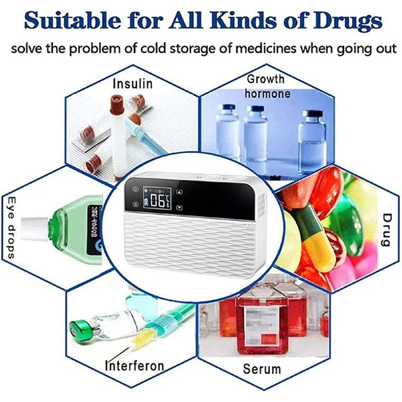Insulin Cooler Small Fridge Cooler USB Mini Refrigerator Portable Insulin Bag Travel Keep Chilled MedsMedical Insulin Case