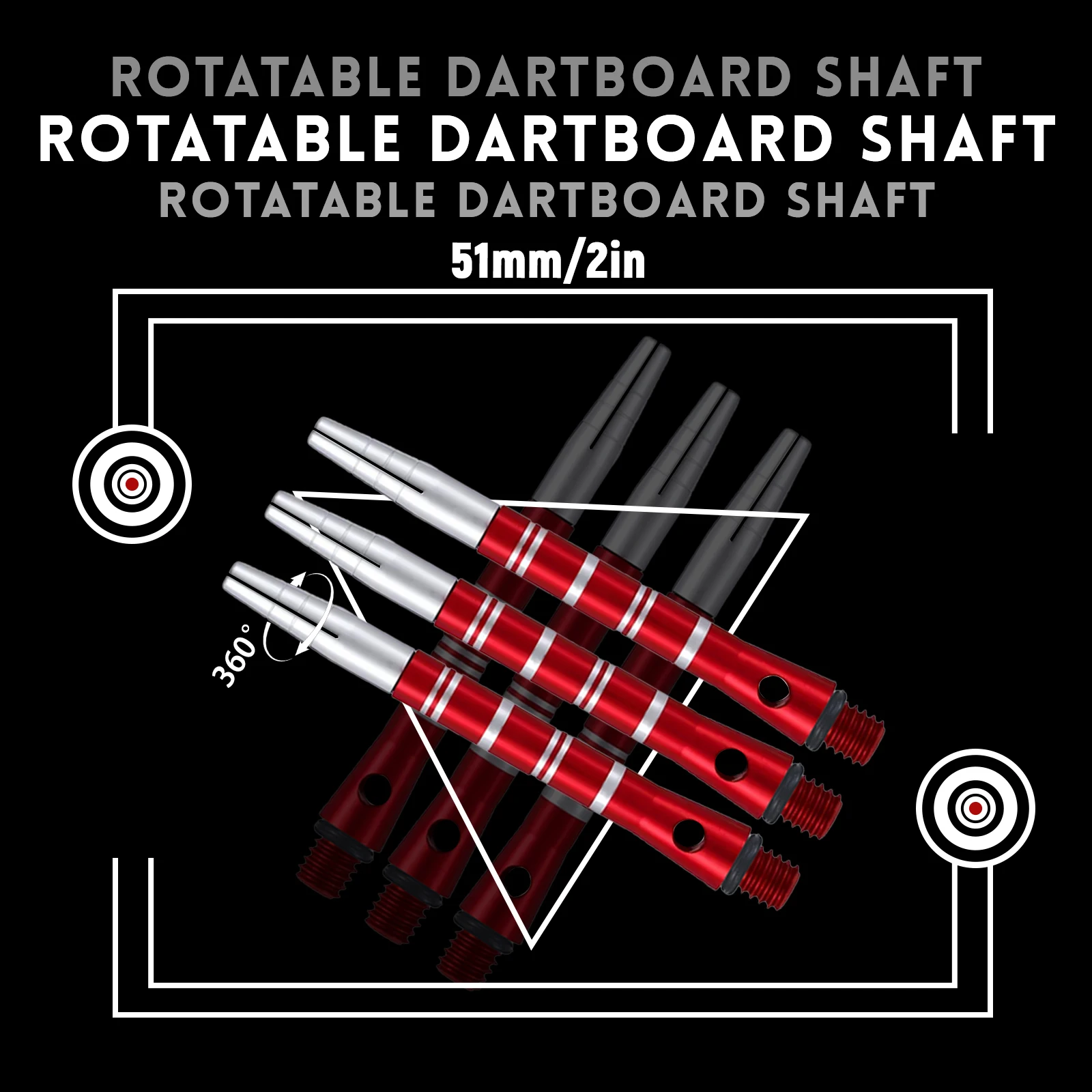 Huanqu 3-Piece Set 360 ° Rotating Aluminum Dart Shafts, Total Length 51mm - Durable and Replaceable Dart Accessories, Essential for Precise Throwing.