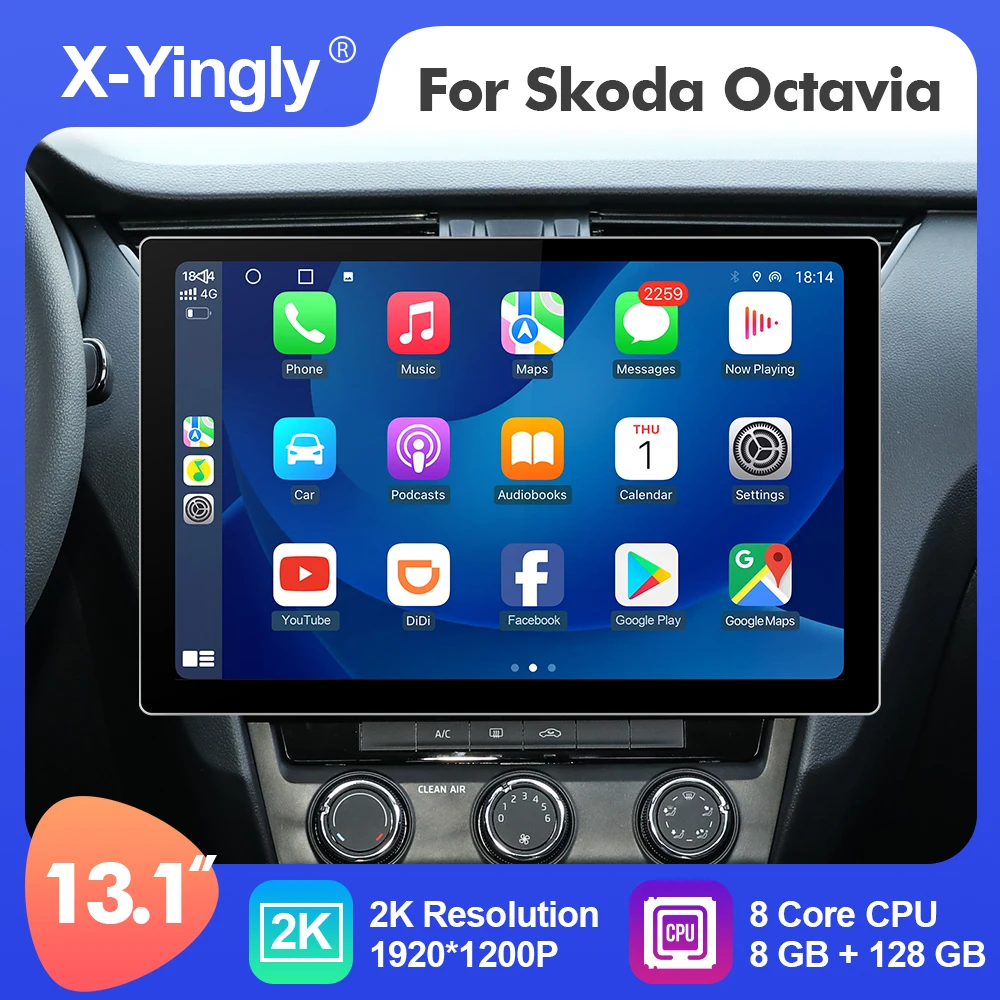 

13.1 Inch 2K Android 12 Car Multimedia Stereo Radio Player For Skoda/Octavia 3 A7 2014-2017 GPS 8 Core Carplay 4G WIFI