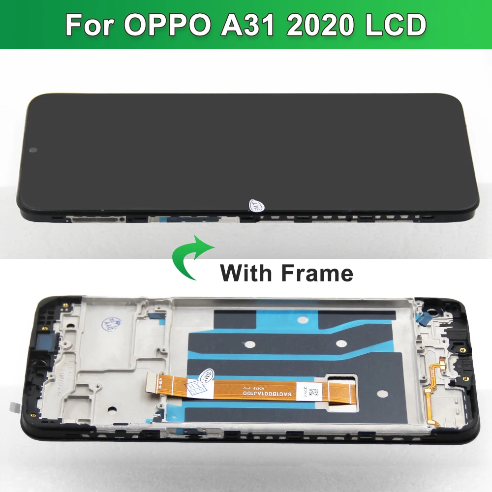 6.5\'\' For OPPO A31 2020 CPH2015 CPH2073 CPH2081 CPH2029 CPH2031 LCD display touch screen digiziter with frame assembly