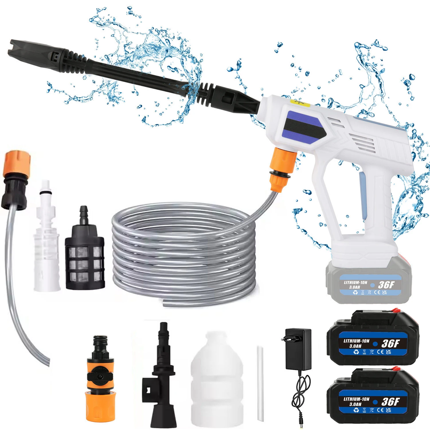 200 BAR Cordless idropulitrice ad alta pressione pistola ad acqua a spruzzo pistola ad acqua Spray macchina per la pulizia dell'acqua a pressione dell'auto per la casa bianca