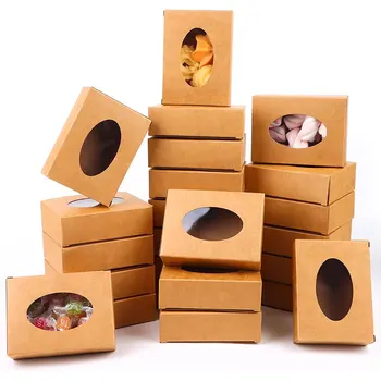 20/30Pcs Mini Kraft Paper Box with Window, Round Soap Packaging Boxes for Homemade Soap…