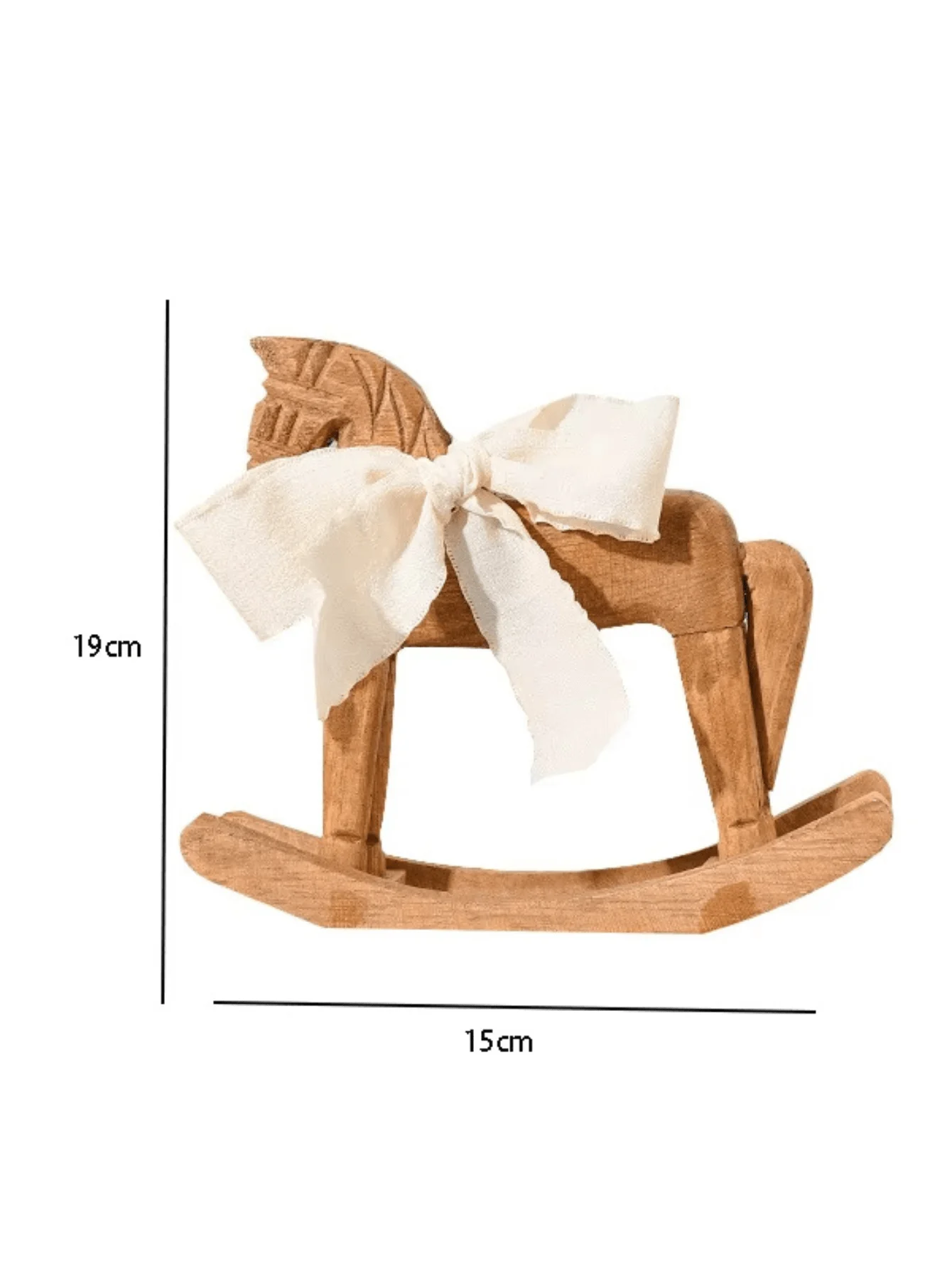 Heirloom Wooden Rocking Horse HandCarved Montessori Nursery Decor with Organic Cotton Bow FSC Oak Toy Non-Toxic Baby Shower Gift
