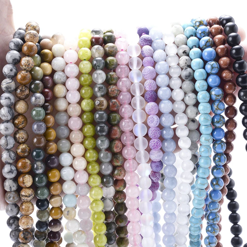 Pedra natural olho de tigre turquesa cristais ágata amazonita lava jaspers quartzo grânulo para fazer jóias diy pulseira colar