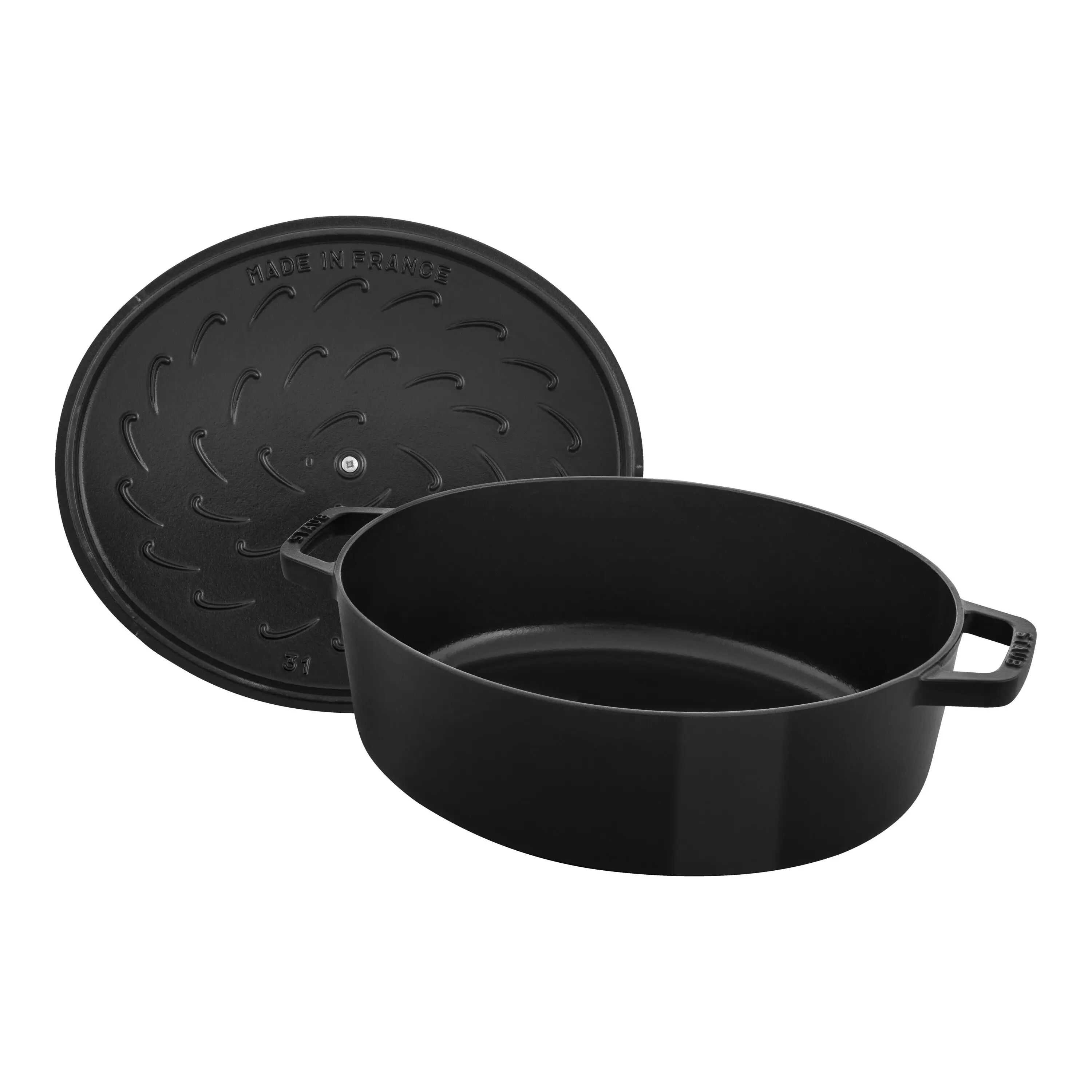 Staub Cast Iron 6.25 Qt, Wide Oval Dutch Oven, Matte Black