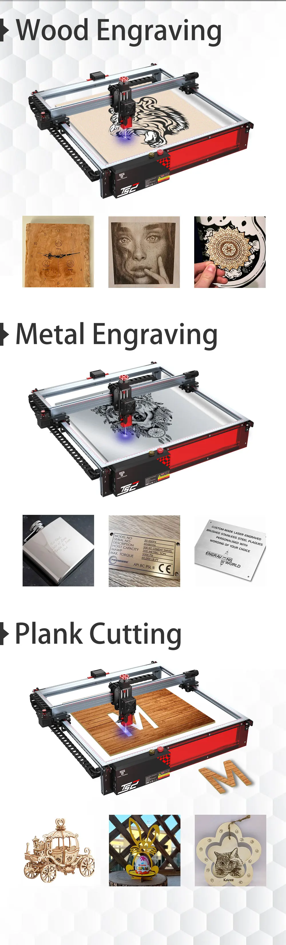 Twotrees TS2 10W Laser Engraver Compressed Spot Technology Emergency Stop Button Flame Detection CNC Laser Engraving Machine