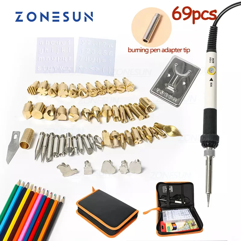 

ZONESUN Hot Foil Stamping Soldering Iron Carving Pyrography Tool Wood Embossing Burning Soldering Pen Set Welding Tips Kit