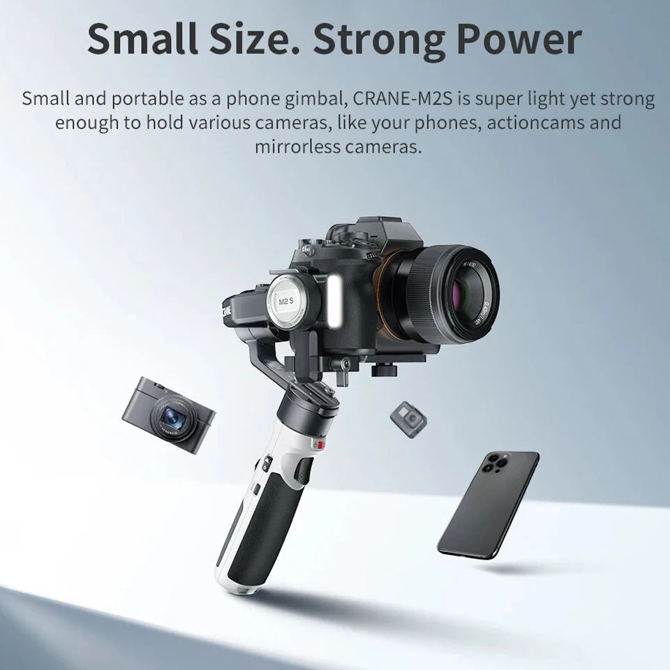 Zhiyun CRANE M2S 3-Axis Anti-Shake Handheld Camera Gimbal Stabilizer Compatible with Mirrorless Camera Actioncams Smartphone