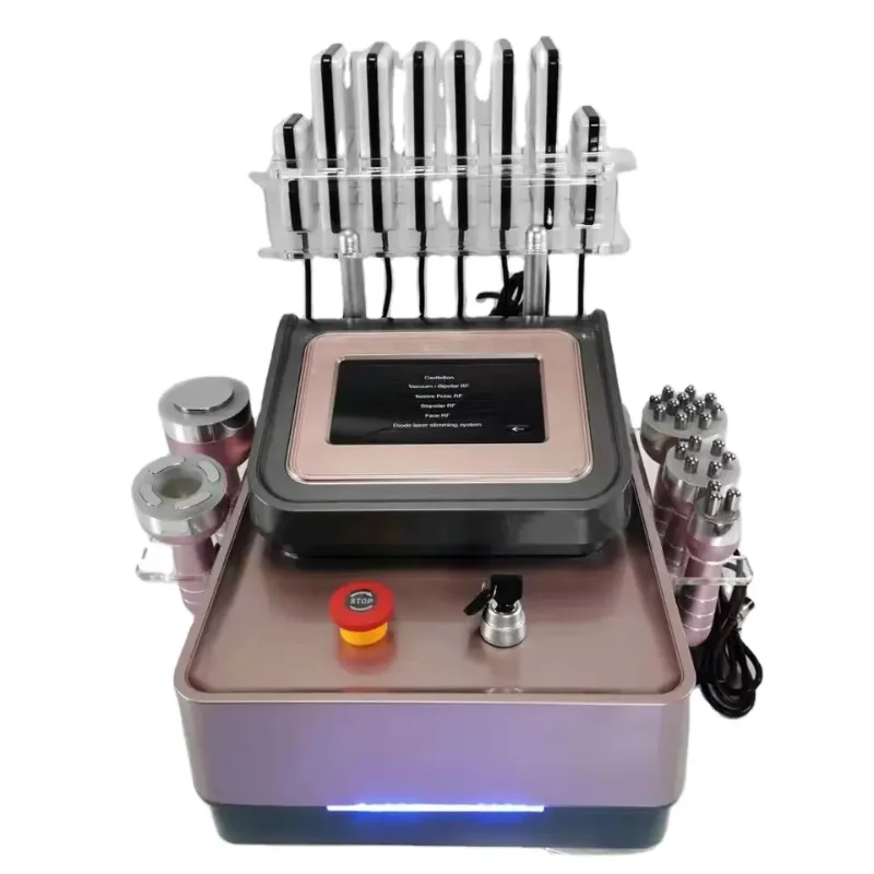 

6 in 1 vacuum cavitation 40k/80k ultrasound cavitation with laser pads fat burning machine rose gold