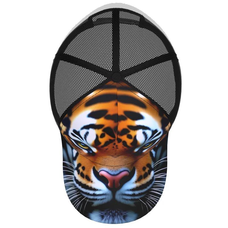 Tiger Baseball Cap Custom Trucker Name Number Teams Logo Animal Mesh Photo Headgear Hunting Dad Breathable Driver Peaked Sun Hat