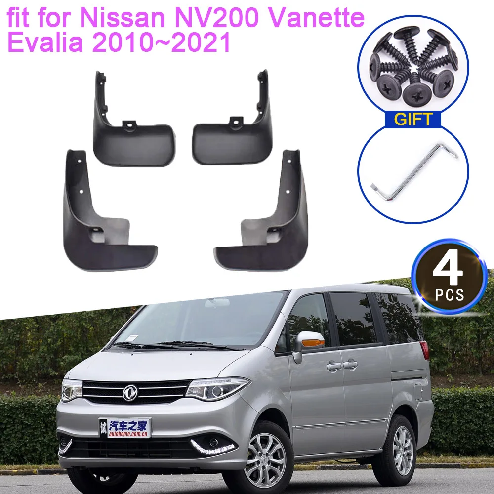 4x guardabarros para Nissan e-NV200 Evalia Vanette 2010 ~ 2021 accesorios 2011 2014 2015 2019 guardabarros protectores contra salpicaduras guardabarros de rueda Rrar