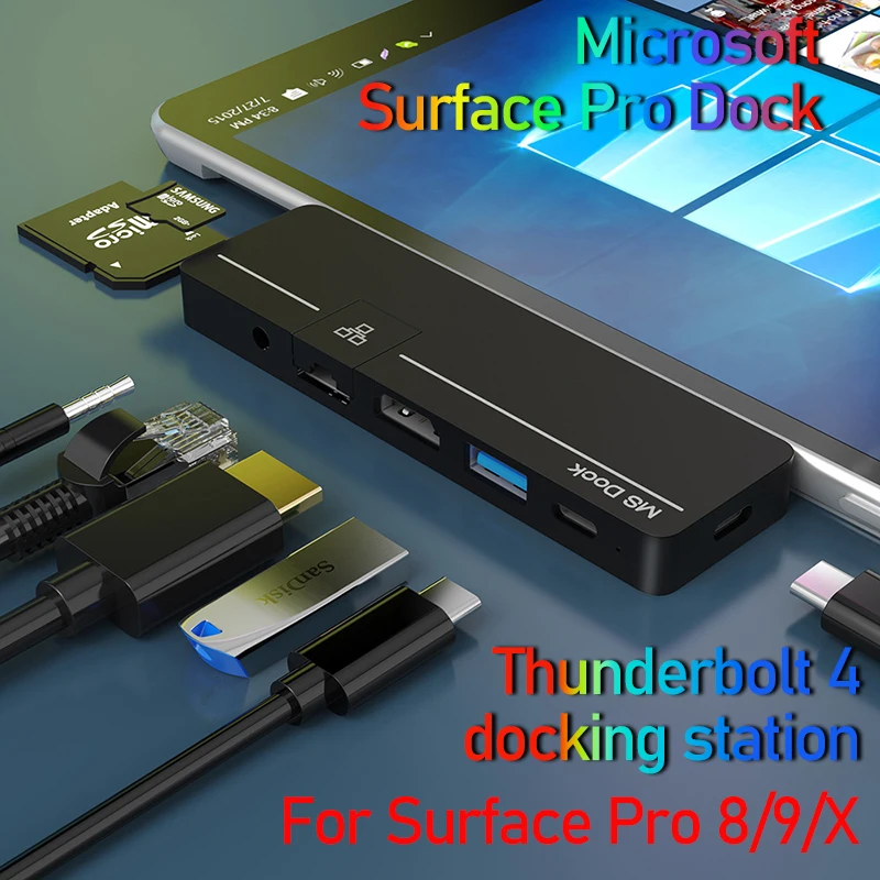 Para acessórios microsoft mst superfície pro 9 hub duplo USB-C thunderbolt 4 superfície pro 8 docking station hdmi superfície doca pro x