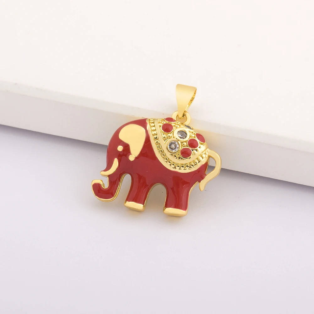 Cute Elephant Enamle Pave CZ Charms for Jewelry Making Supplies Diy Bracelet Necklace Earrings Gold Color Charm Accessories