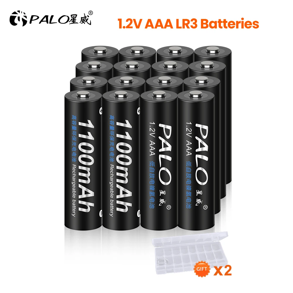 

PALO 8-36pcs 1.2V AAA Rechargeable Battery 1100mAh Ni-MH AAA Battery Rechargeable 3A Batteries+8 Slots LCD USB Battery Charger