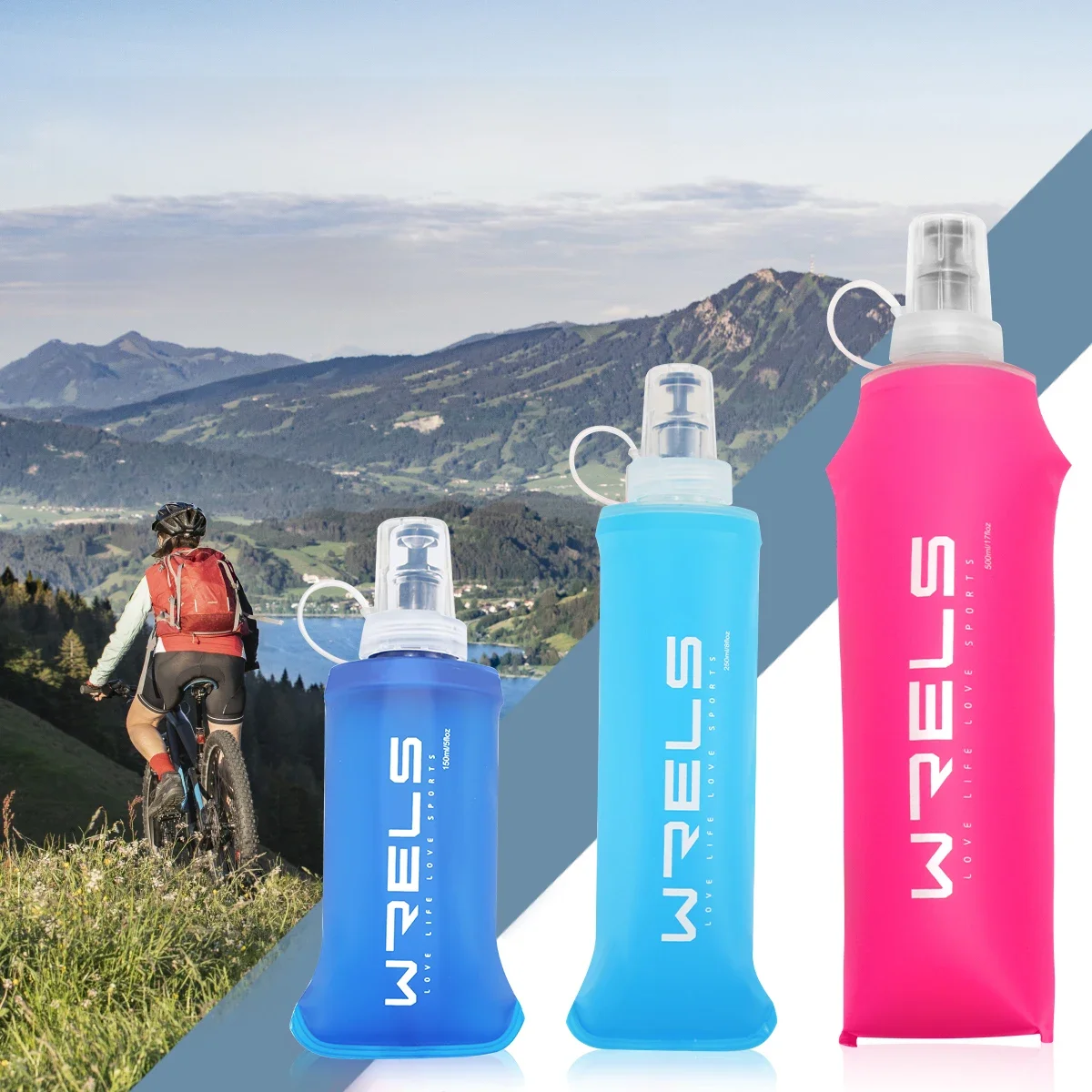 AliExpress WRELS Outdoor Sport Water Bottle Foldable Silicone Soft TPU Flask Water Bag Camping Running Hiking Cycling Portable Water Bottle
