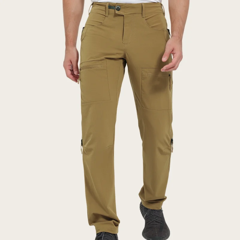 Men's High-Quality Four-Way Stretch Nylon Climbing Pants, Moisture-Wicking and Quick-Drying Multi-Zip Tactical Pants