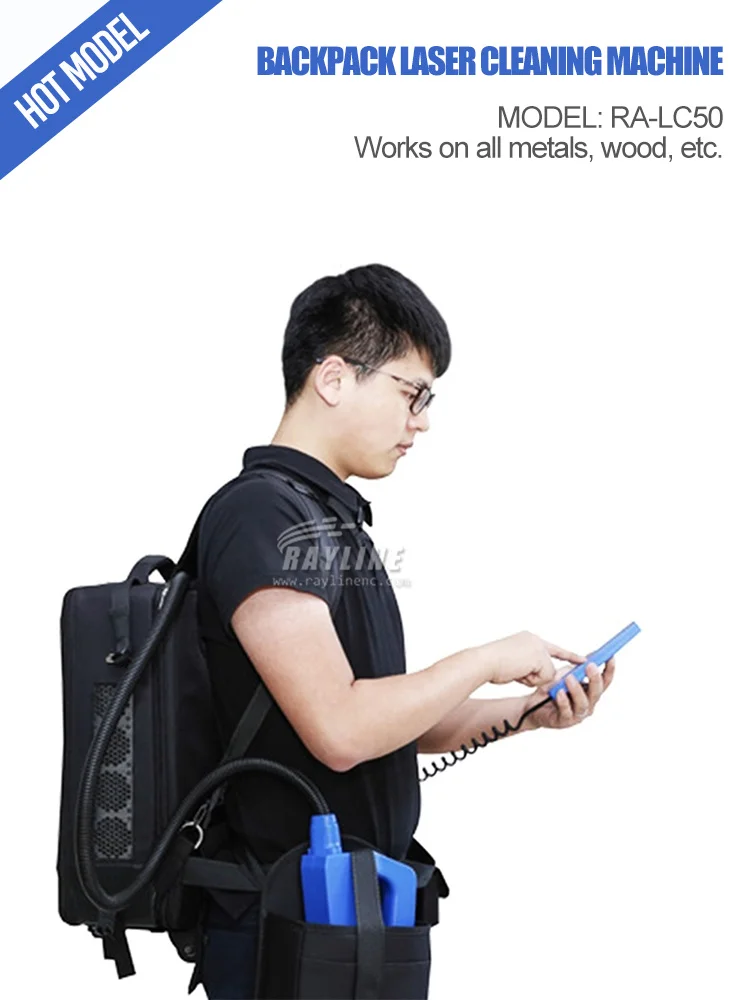 2 Years Warranty 200W Portable Pulsed Laser Cleaning Machine Backpack 100W For Wood Oil Stains Paint Rust Steel Removal