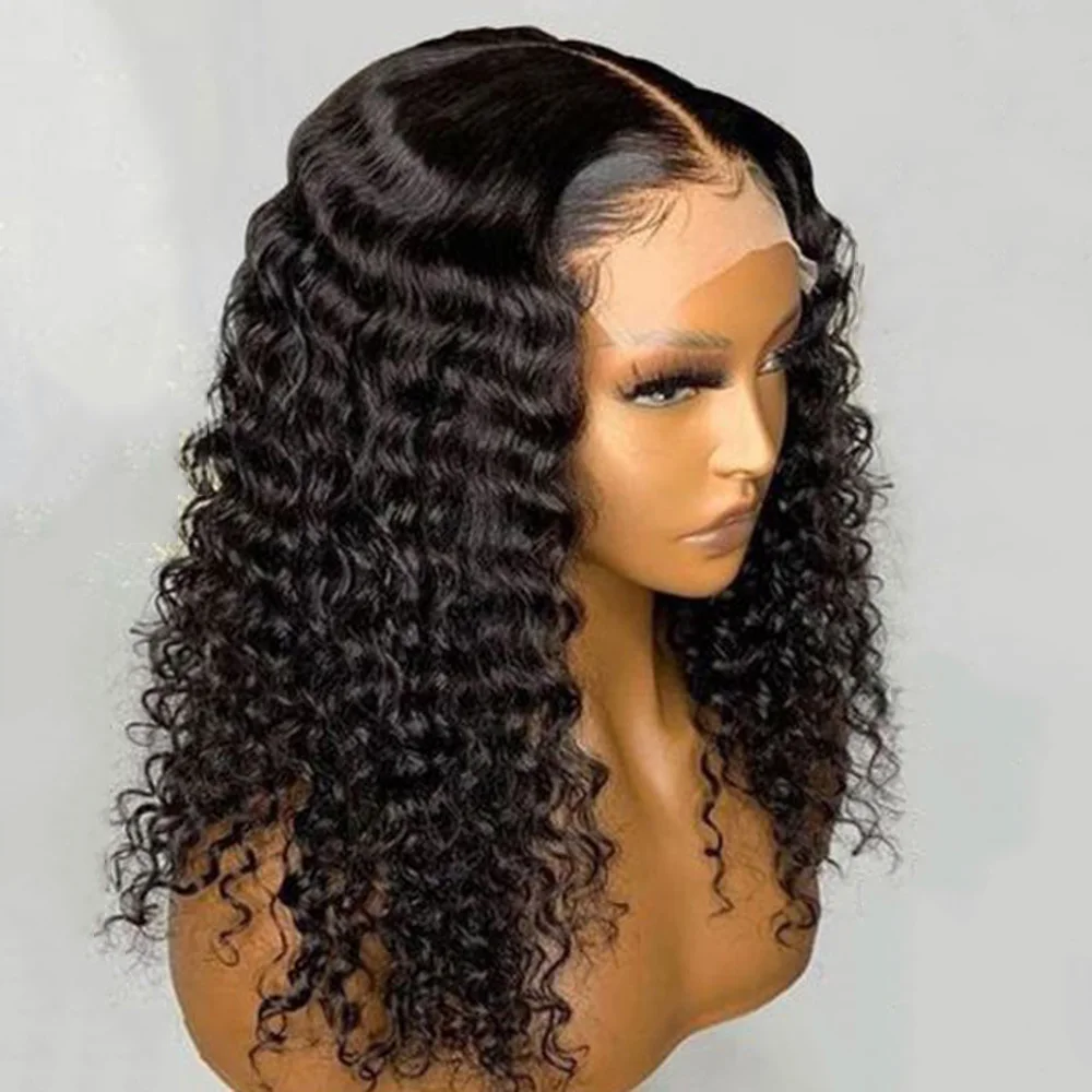 

Deep Wave 4x4 Lace Closure Human Hair Wigs For Women Brazilian Remy Hair Ready to go Long Curly Colored Wigs 180 Density