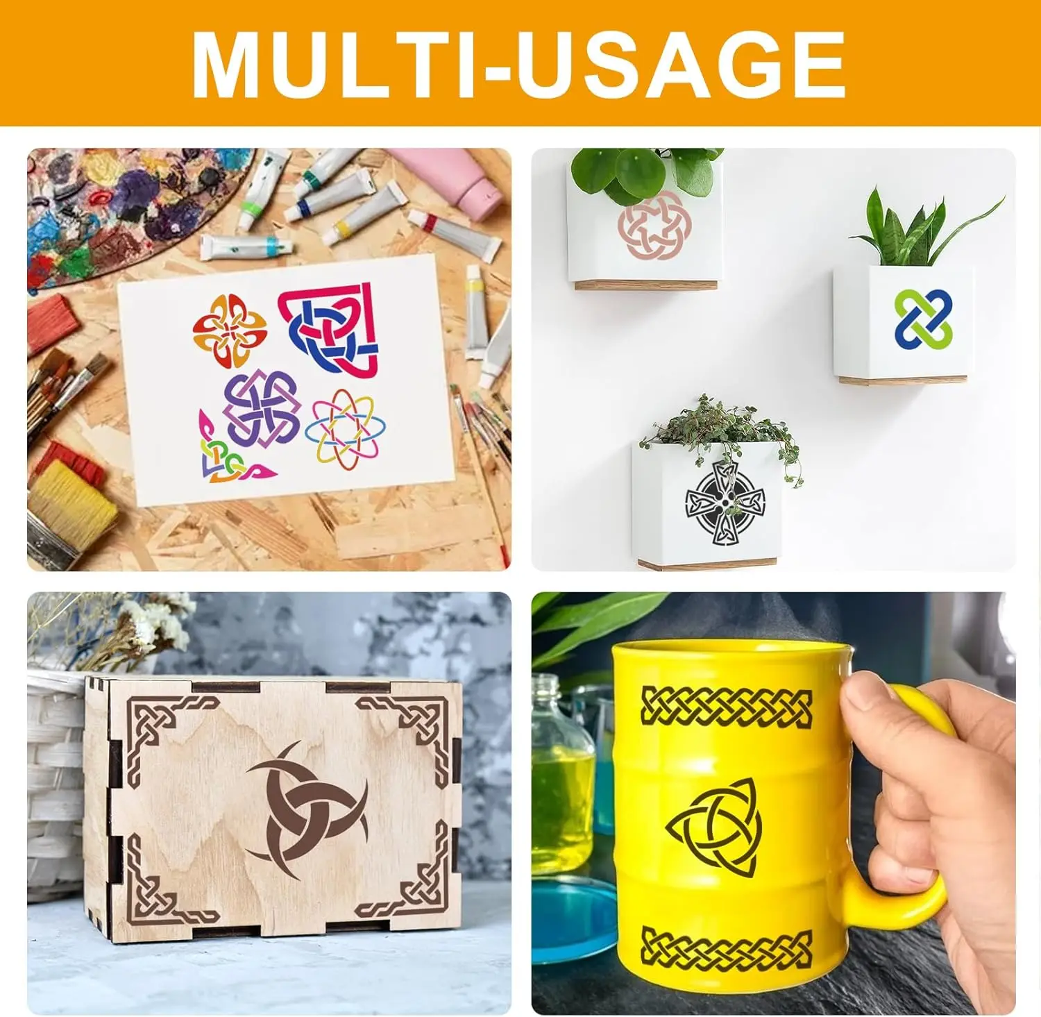 Celtic Knot Pattern Painting Stencil Set, 9PCS for DIY Craft