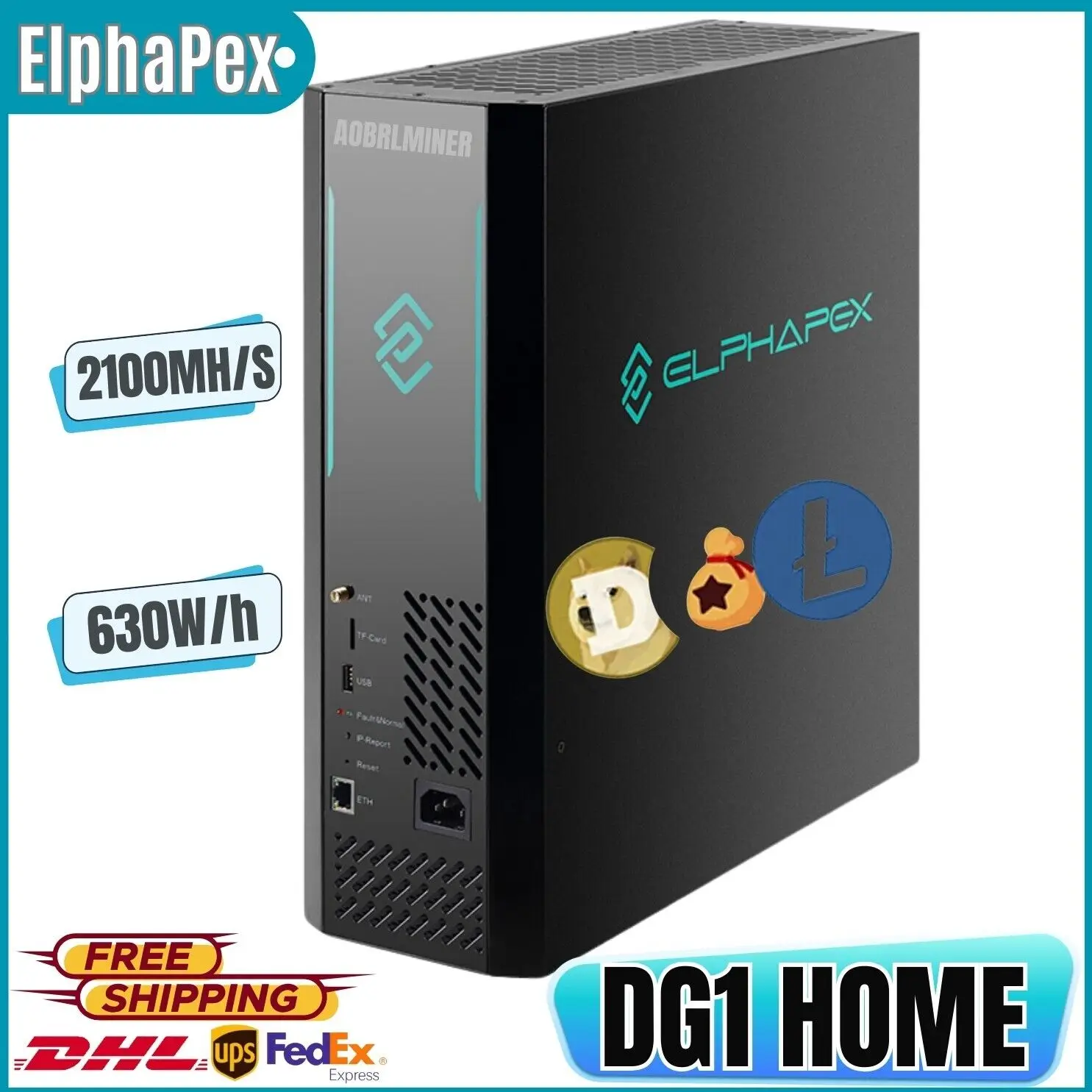 O.A اشتر 3 واحصل على 2 مجانًا ElphaPex DG Home 1 LTC+DOGE+BEL+LKY+PEP+DOGM+EAC Miner 2100M