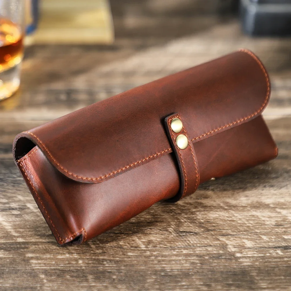 Retro Echt leder Brillen etui tragbare Brillen beutel Sonnenbrille halter Schutzbrille nbox für