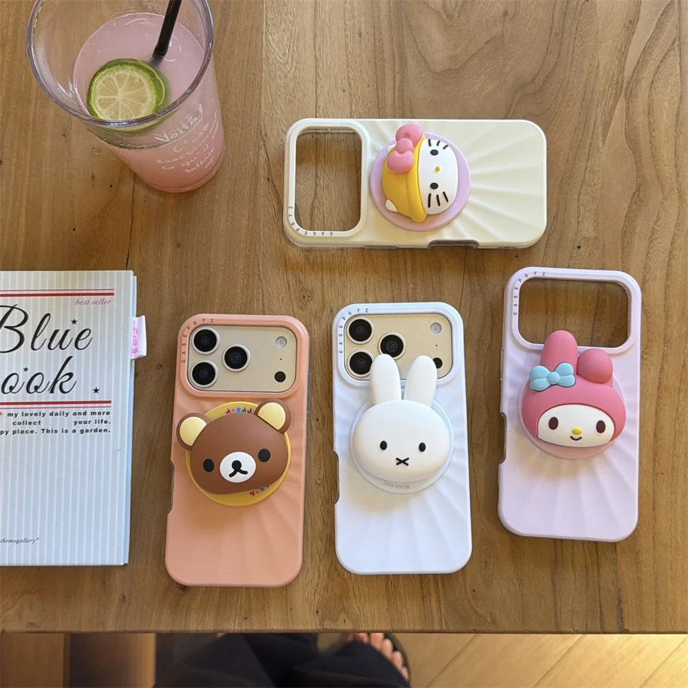 

Cute HelloKitty stylish phone case compatible with iPhone 17 Pro Max and 14/15/16 Pro Max protective cases, with stand