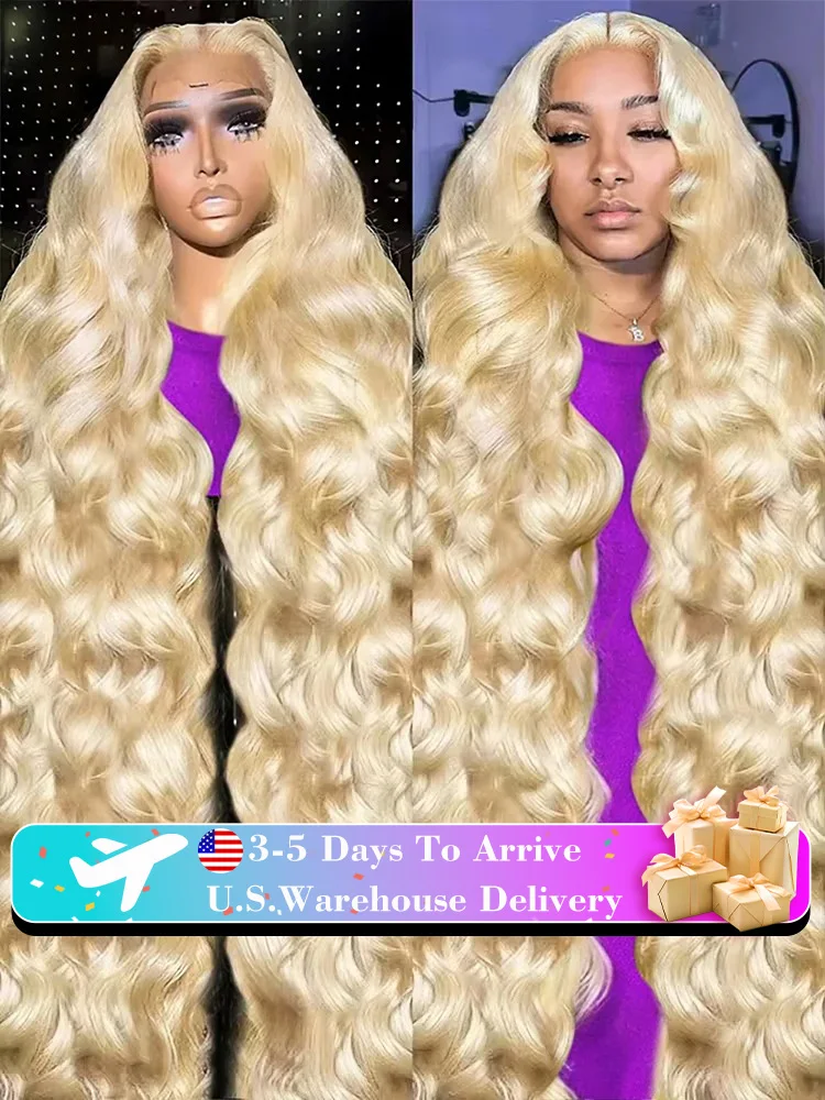 YKB 30 Inch Blonde Wigs Human Hair Body Wave 13x5 13x6 HD Lace Frontal Wig 613 Honey Colored Water Wave Brazilian Pre Plucked