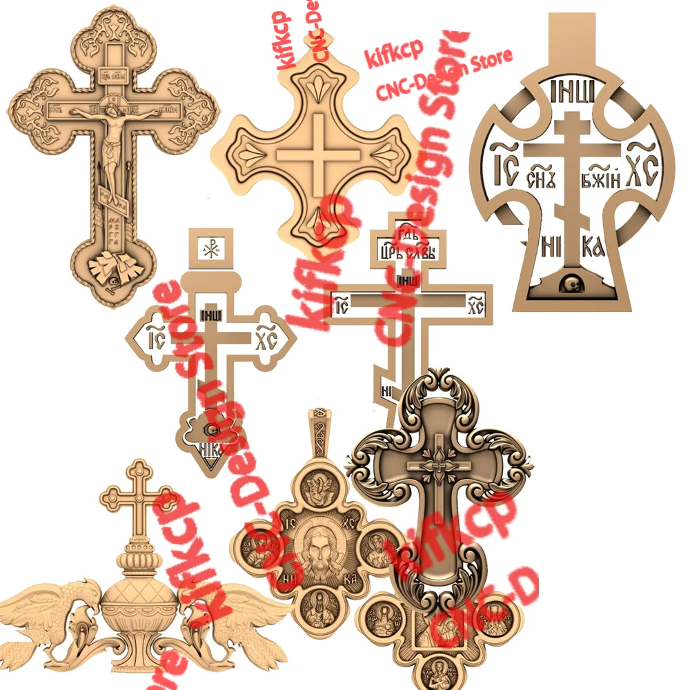 65 Crosses Crucifixion Crucifix 3D STL Files Religious Digital Model CNC Relife Engraving Designs