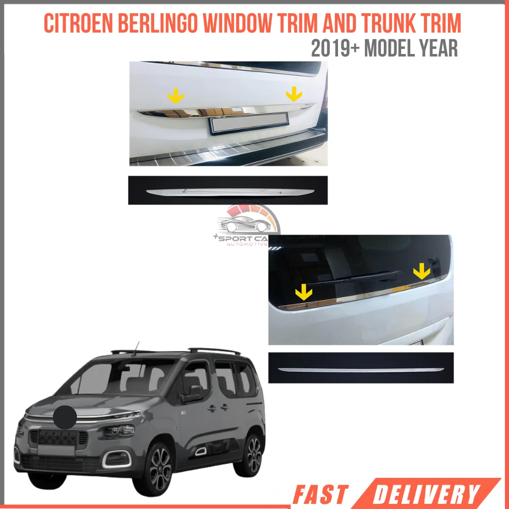 2 sets of chrome accessories for Citroen Berlingo. Wndow Trim 1 piece, body cover 1 piece. 2019 and above. Automotive car change